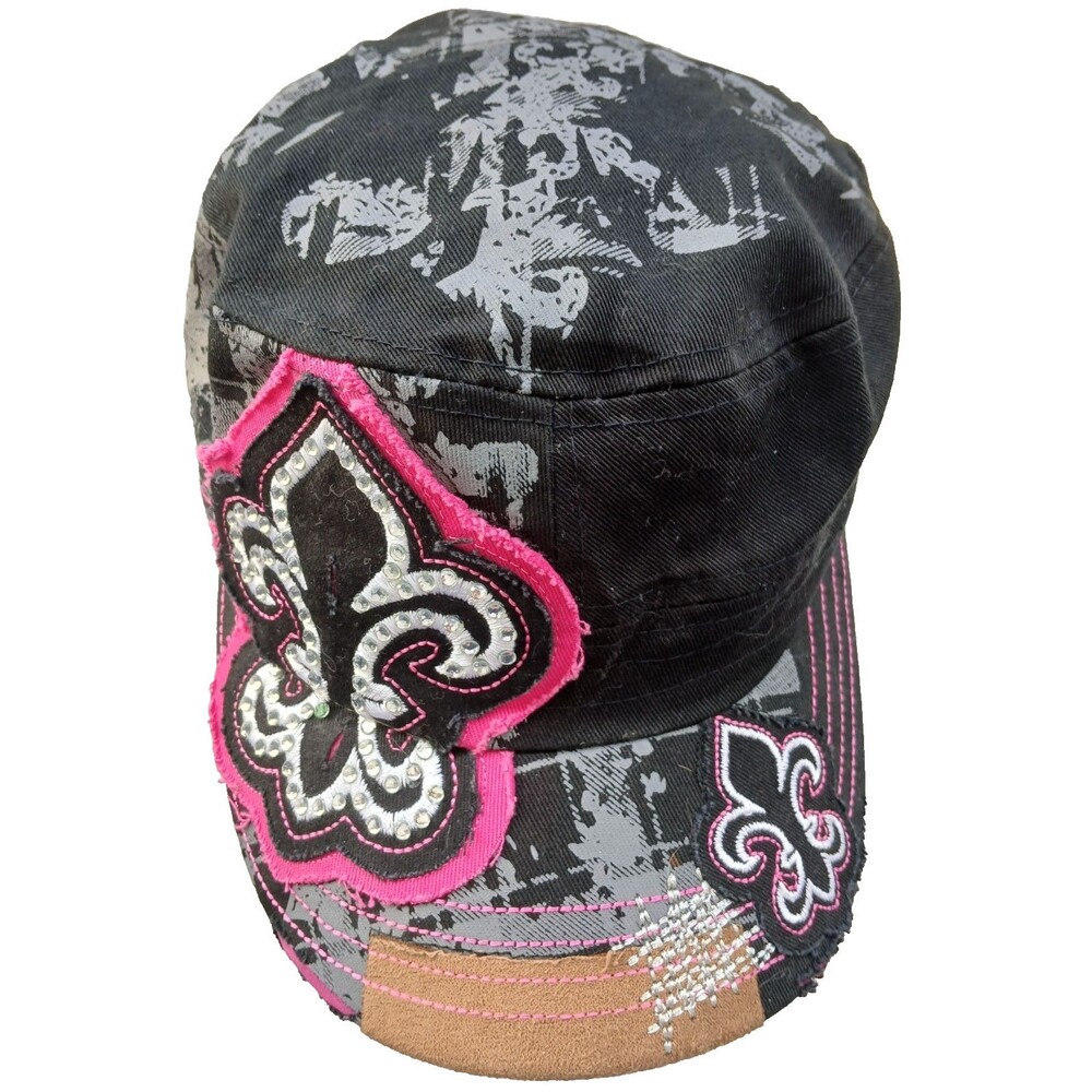 Chelona Strapback Vtg Hat Cap OSFA Fleur-dis-Lis Fashion Casual Bling Army